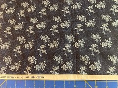 1 2/3 yards Navy Blue With Lt Blue Tossed Floral And Leaf Pattern 100% Cotton