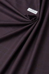 Burgundy Windowpane Checked Suiting Fabric Cashmere Wool Best for Suit Pants