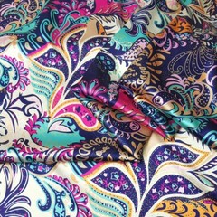 58” Wide By Yards Stretch Satin Fabric Vintage Paisley Silky Charmeuse Material