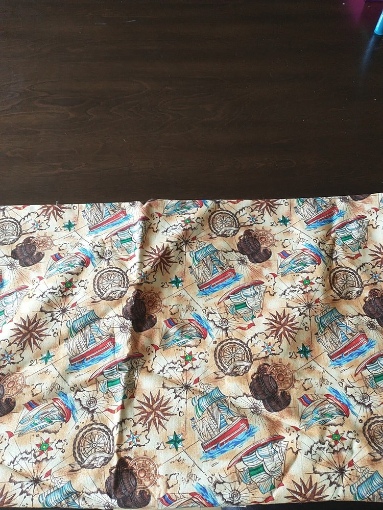 Fabri-Quilt cotton fabric “Doom Of The Sea” Ships Mariners Stars 44″ L