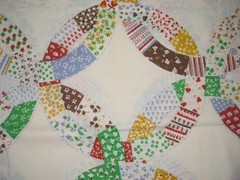 Vtg. Sears Perma-Prest Twin Flat Sheet Double Wedding Ring Quilt Pattern Unused