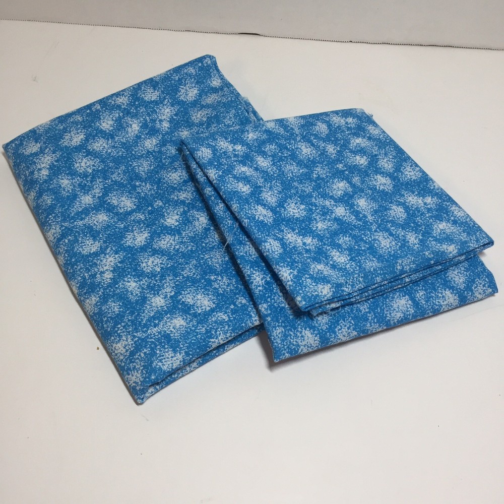 2 Pieces Blue White Sponge Print Fabric 44″ wide 2 Yards Total Cotton