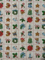 VTG Spring Mills Christmas Baby Animals in Red Blocks Cheater Quilt 2/3 Yard Cut