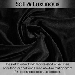 Black Stretch Velvet Fabric – 60″ Wide – Polyester Spandex – by the Yard