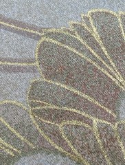 Vtg BTY Texoprint Netherlands Drapery Fabric Floral Satin Finish W/Gold Art Deco