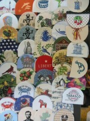 12 Fabric pieces, 4″x 5″, used for microwave potholders and other projects