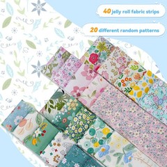 40Pcs Jelly Roll Fabric Precut Strips for Quilting 2.5×39 Inch(6.5x100cm) Cot