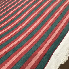 6+yards Duralee Cotton Fabric Burgundy & Green Stripe Sheen Approx 20 Feet 57” W