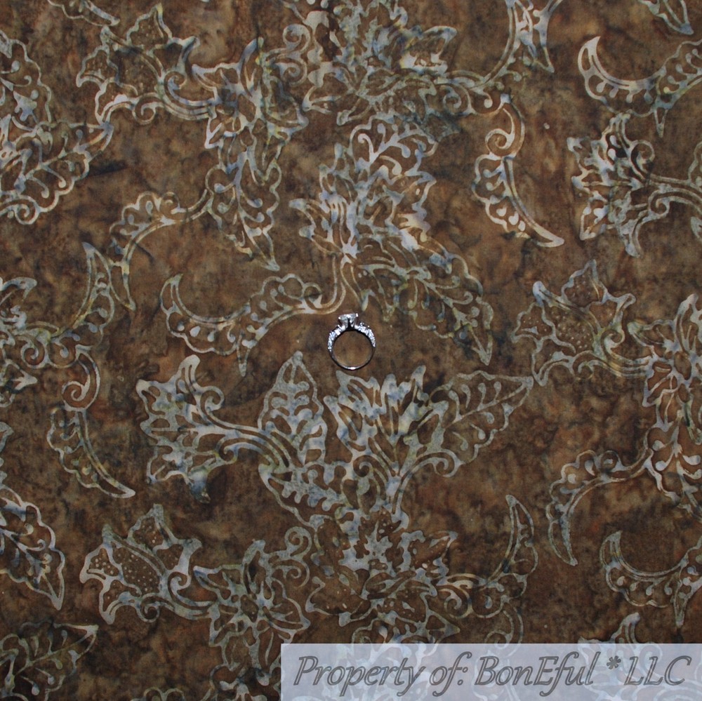 BonEful FABRIC FQ Cotton Quilt Brown Real Tree Bark Batik Pattern Print Bamboo