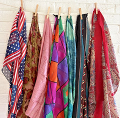 Scarf Lot Crafting Cutters DIY Sewing Vintage Fabric Mixed Materials Holes Stain