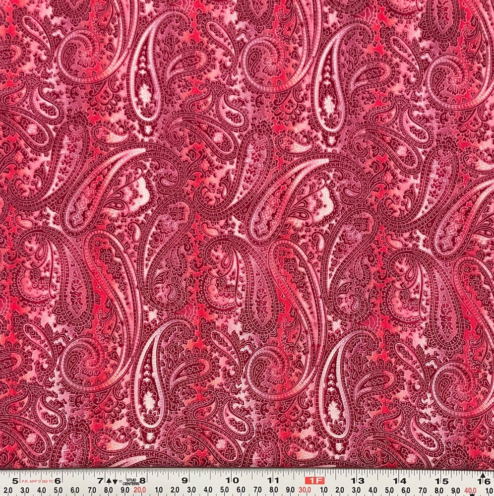 Pink Mauve Paisley Ombre Unbranded Cotton Fabric HALF YARD Remnant 18″ x 41″