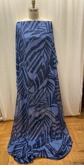 100% Luxurious Silk French Georgette Blue Abstract/Palm Fabric By The Yard 56″W