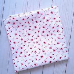 Vintage Wamsutta OTC Cotton White and Red Abstract Print Fabric 1 1/2 yards