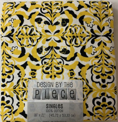 Design By The Piece Fat Quarter Lot Of 3 Yellow Black White Floral 100% Cotton