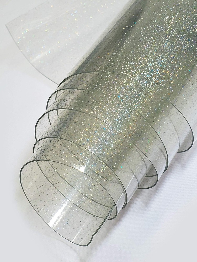 30 Gauge .8mm Jelly Transparent Sparkle Glossy Plastic Vinyl 30 Gauge, Clear