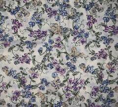 Vintage Flower Fairies Fabric~Purple/Blue Sweet Peas~3.2Yd x 56″