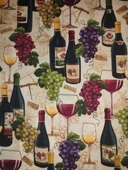 Wine Fabric 100% Designer Cotton – Grapes – Wine Bottles – Wine Glasses