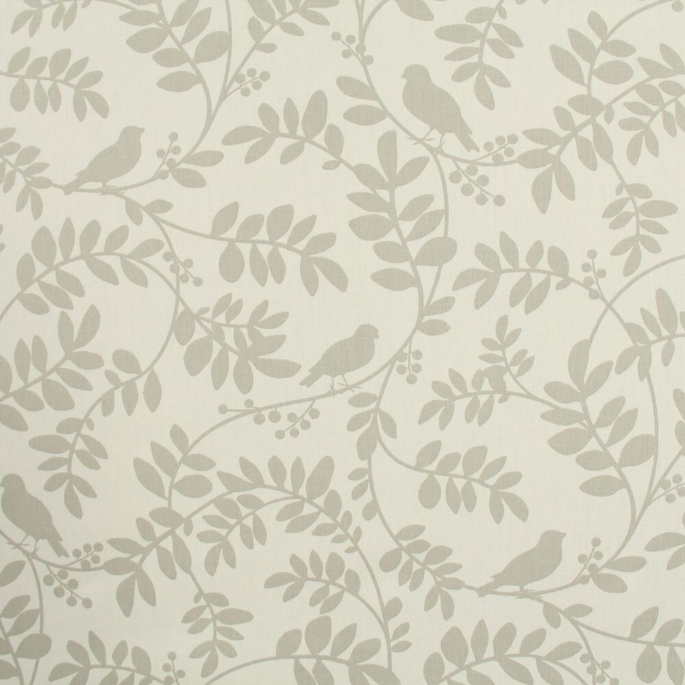 60 yard fabric roll, upholstery, 100% cotton, trailing leaves, birds, taupe