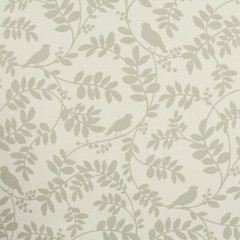 60 yard fabric roll, upholstery, 100% cotton, trailing leaves, birds, taupe