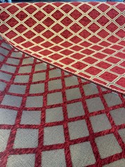 Chenille Upholstery Diamond Ruby Red Gold Cleopatra fabric By The Yard