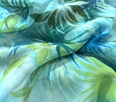 Floral Turquoise Sheer Voil 3 1/2 Yards 45″ Wide Very Nice