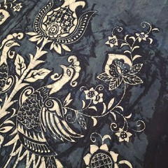 Peacock Floral Batik Fabric Chinese Indigo Cotton Y2K from Shanghai Museum 57×35