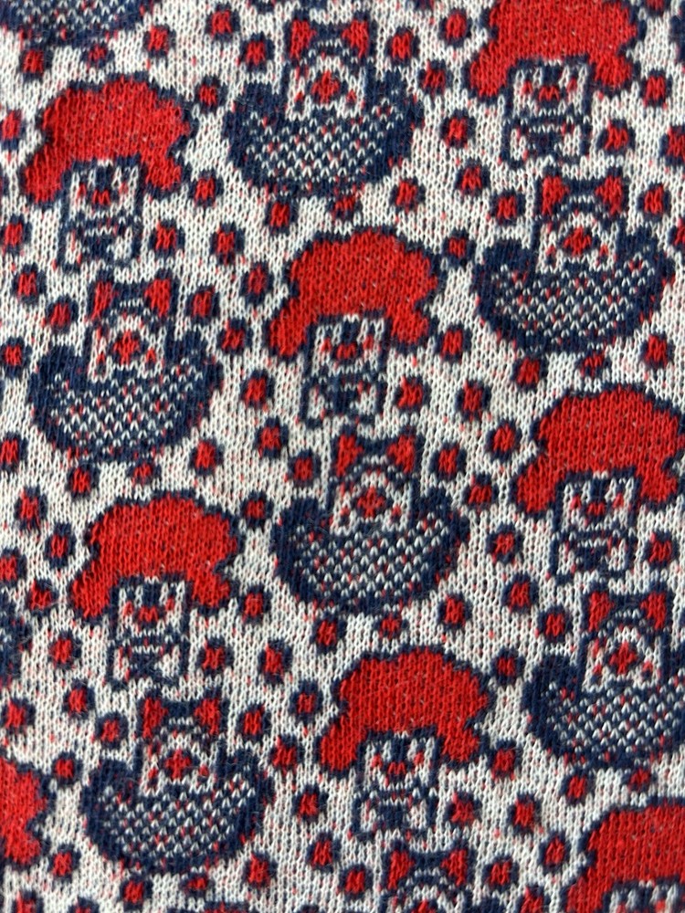 VINTAGE Tube KNIT Stretchy Fabric CLOWN Red Blue 1960’s 1970’s 62×25 *READ