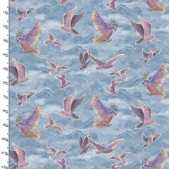 Angel Of Peace Doves in Flight Digitally Printed BTY Wishes Fabric