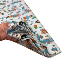Vintage Childrens Fabric Material Kids on Bikes Heavy 4 yards Total 36″ Wide