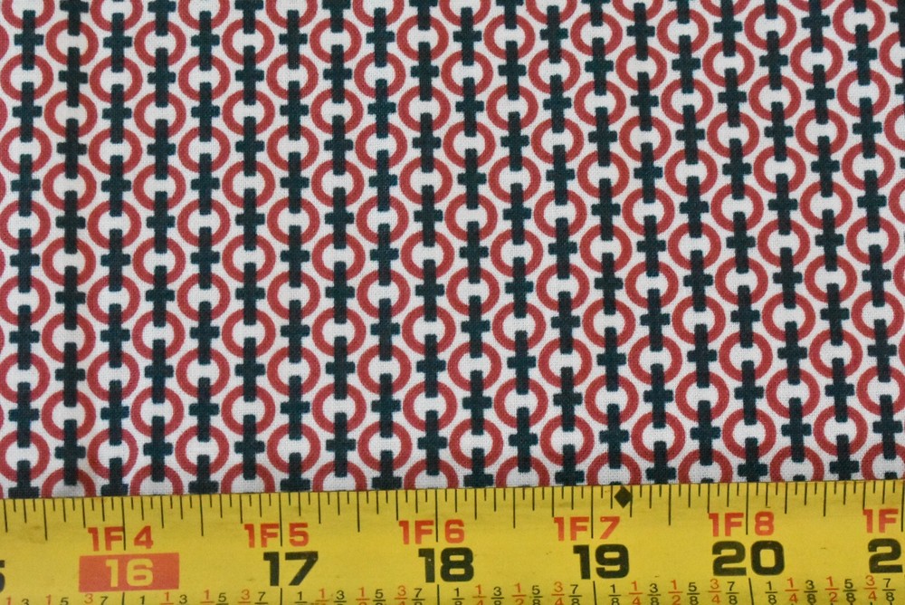 By 1/2 Yd, Red & Navy Print on Off-White, Moda, Sweetwater, “Boat House”, V402