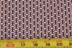 By 1/2 Yd, Red & Navy Print on Off-White, Moda, Sweetwater, “Boat House”, V402