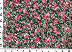 Red Roses & Flowers on Dark Green Quilting Sewing Fabric by the Yard #1047