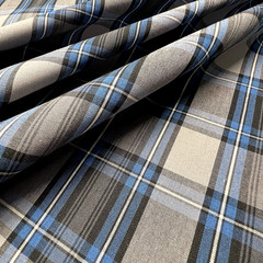 Gray Plaid Check Poplin P/C Uniform 5.5oz Fabric 61″ W Lot of 4 Yards for $20
