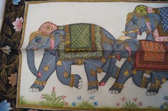 LOT (2) Traditional Indian Painting on Silk 30×14 & 14×10 Mughal Rajasthani C213