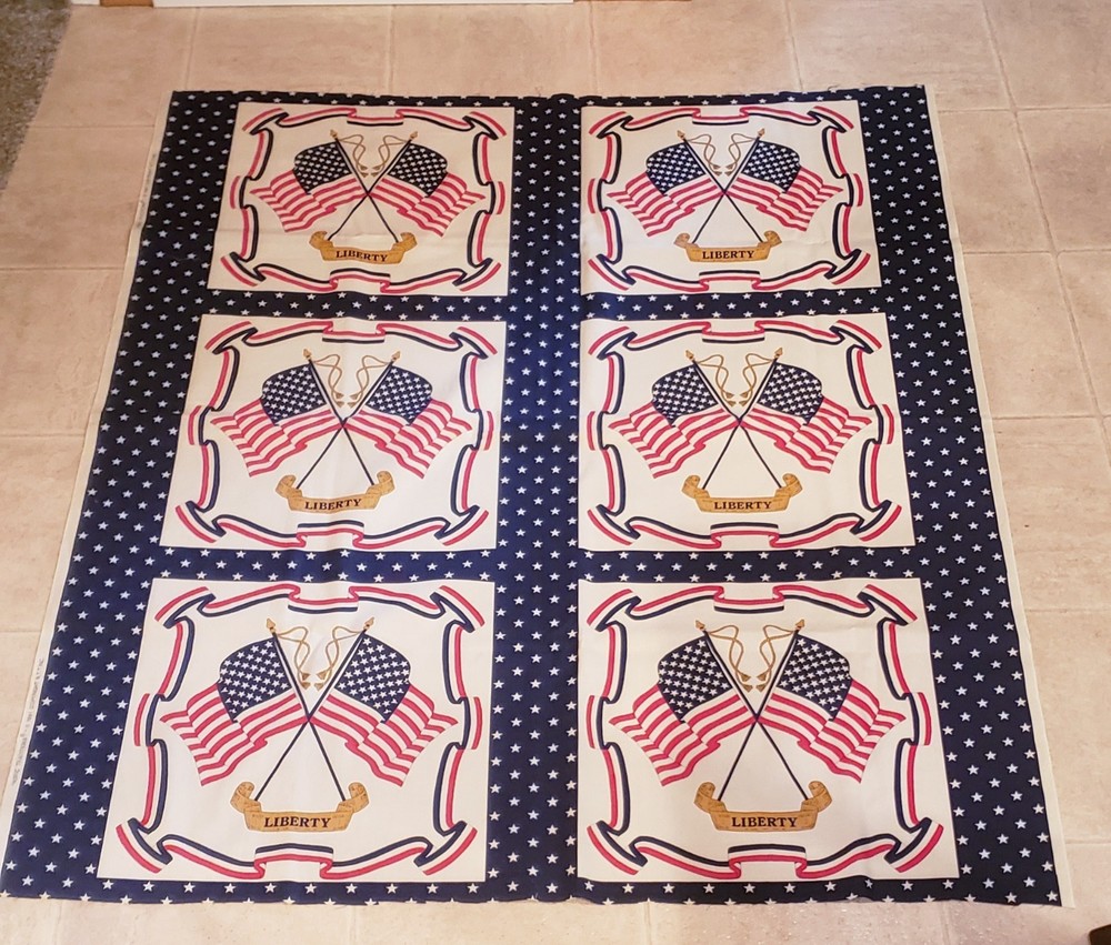 Vintage American Flag Fabric 52″x45″ Made in USA