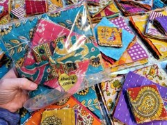 50pcs Kantha Fabric SNIPPET Pack-Kantha Scrap fabric-Scrap Junk Journal-Vintage