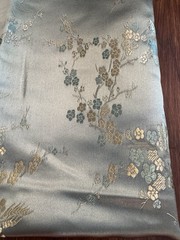 Chinese Satin Plum Blossom Brocade Polyester mint green remnant 19″ x 47″ wide