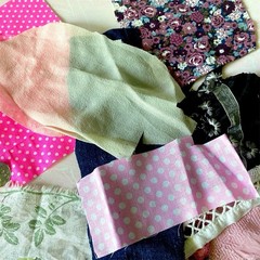 Fabric Lace Scrap Bundle Junk Journal, Slow Stitch Vintage Sewing Cotton Linen