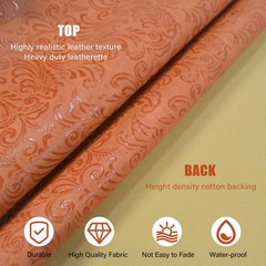 Faux Leather Fabric, 54″x36″ Thick Durable Synthetic Upholstery Embossed Leat…