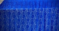 LACE EMBROIDERED FLORAL FABRIC WITH BEAD SPARKLE ROYAL BLUE 60″ WIDE BY THE YARD