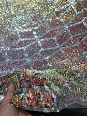 Fabric Sold By The Yard Embroidery Rose Gold Sequin Iridescent Two Tone Rose Gol