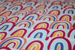 GIRL Girls Fabric Fat Quarter FQ {100% COTTON} Rainbows Rainbow Colorful HAPPY