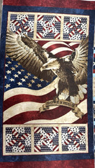 Patriotic Stars & Stripes Eagle Cotton Fabric Panel Quilts of Valor 42″x23″ #69