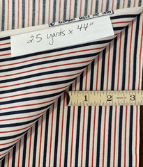 VTG Cotton Fabric Klopman Mills Red Blue White Stripe 2.5 yds x 44″ 1970s NEW