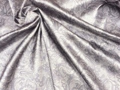 Paisley Print NON-STATIC Viscose Satin Feel Material Fabric BTY 60″W -Grey