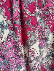 Ornate Italian Paisley Viscose Challis Fabric 60×80″ Pink Red Blue White 2.2 Yds