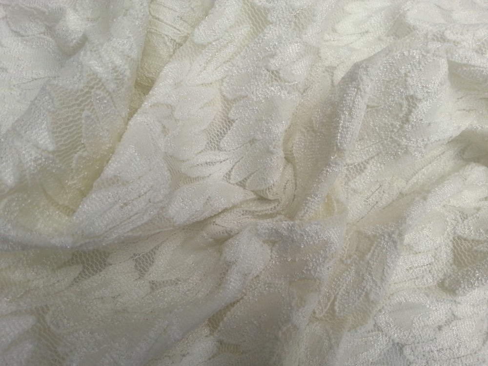 Ivory Nylon Spandex Lace Fabric by the Yard Heavy Weight