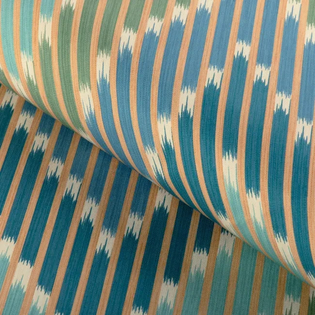 Brunschwig & Fils Zig Zag Ikat Fabric- Cascade Print / Teal 6.75 yds 8024107.353
