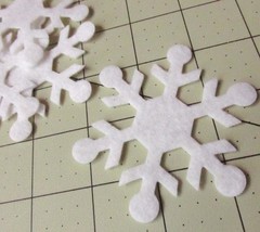 12 White 3″ Snowflake Wool Blend Felt Die Cut