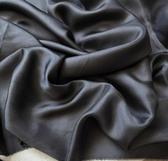 Charcoal Gray 100% Silk Twill Fabric 12mm weight